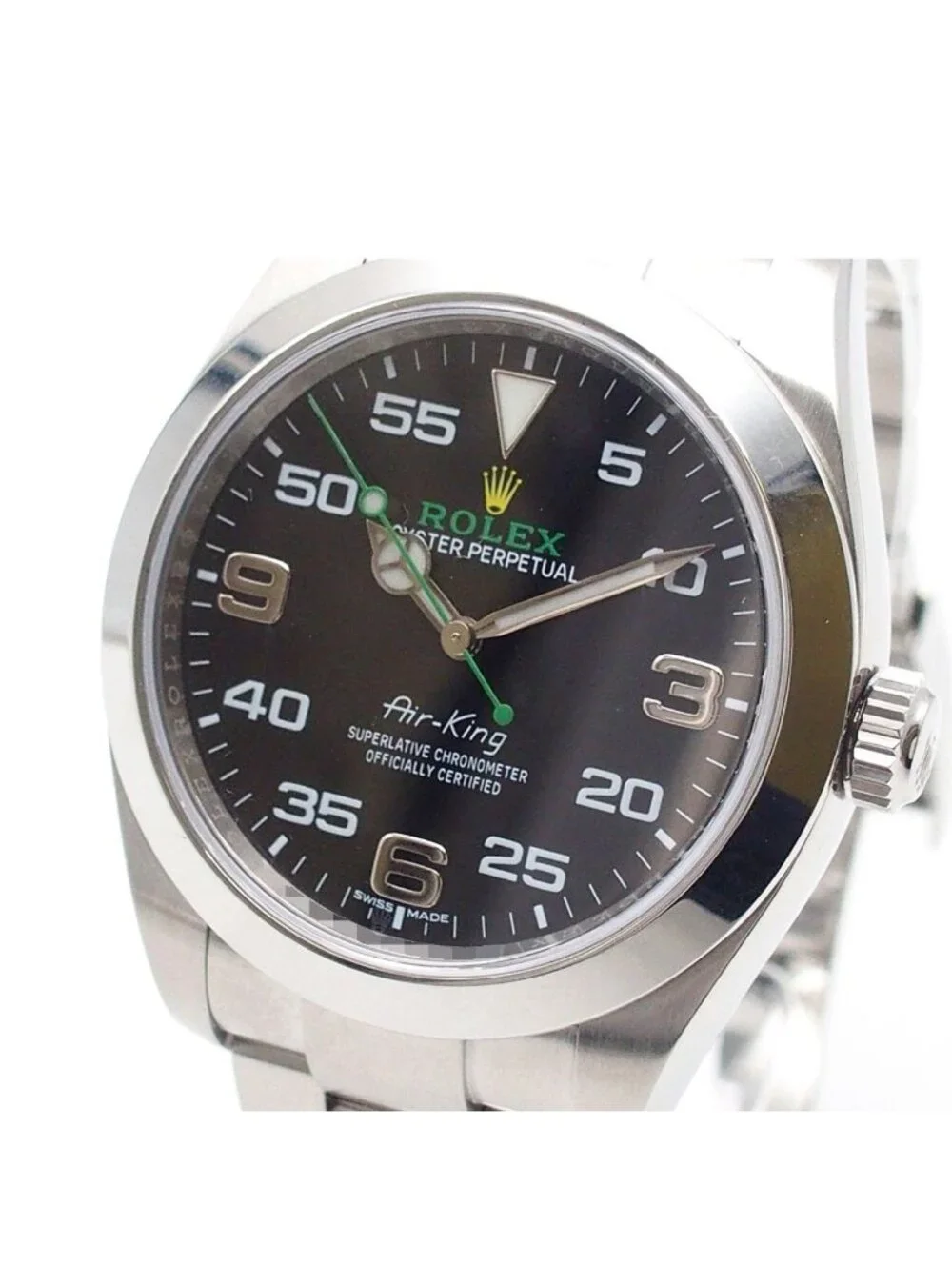 Rolex Air King Black Stainless Steel Oyster Bracelet Watch Automatic